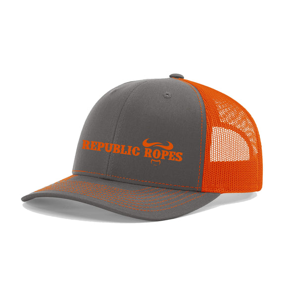 Snapback Trucker Charcoal / Orange Mesh Cap / Landscaped Logo ...