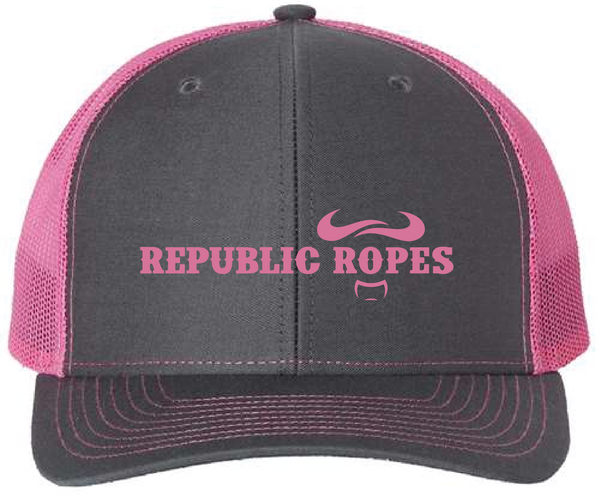 Snapback Trucker Graphite / Pink Mesh Cap / Landscaped Logo | Republic ...